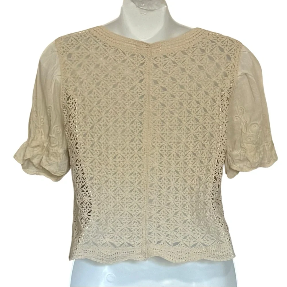 OAK + FORT CROCHET CARDIGAN WITH FLORAL DETAIL Size Small - Picture 6 of 11